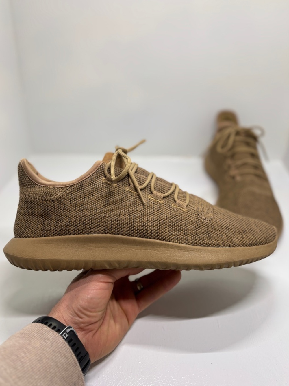 Adidas Tubular Shadow BY3711 Cardboard Mono Tan Knit Sneakers Men's Size 13 - Picture 5 of 13